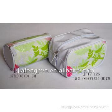 2013 Fashionable White PU Cylinder Shape Cosmetic Packaging Bag